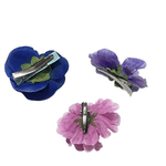 Set agrafe de par, Handmade, Flori, Clipsuri metalice, Textil, Metal, 3 bucati, Albastru, Mov fotografia produsului View 3 S