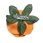Floare 3D, Handmade, Clama de par, Statement, Clama clip - clap, Textil, Plastic, 10x10x5 cm,  Portocaliu/ Verde fotografia produsului View 5 S