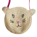 Gentuta pentru fete, Accessorize, De umar, Curea reglabila, Model pisica, Rotunda, Fibre vegetale/Bumbac, Bej/Roz fotografia produsului View 2 S