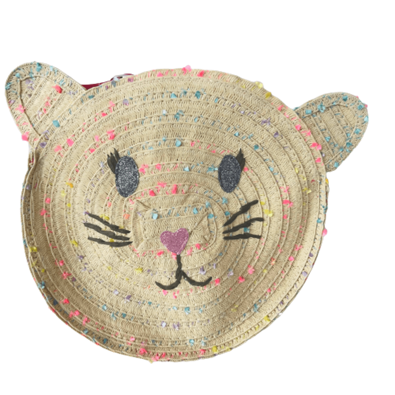 Gentuta pentru fete, Accessorize, De umar, Curea reglabila, Model pisica, Rotunda, Fibre vegetale/Bumbac, Bej/Roz fotografia produsului View 4 L