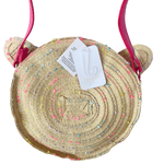 Gentuta pentru fete, Accessorize, De umar, Curea reglabila, Model pisica, Rotunda, Fibre vegetale/Bumbac, Bej/Roz fotografia produsului View 5 S