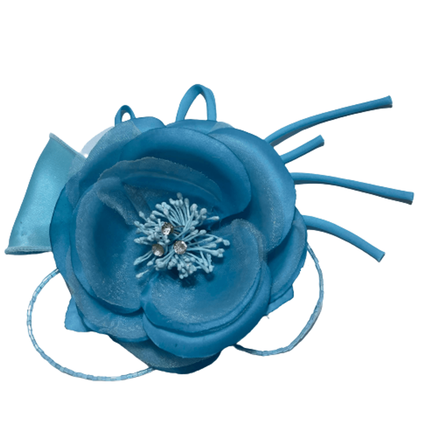 Floare 3D, Brosa, Statement, 3 in 1, Brosa,/Clips par/Floare corsaj, Matase, Tul, Margele, Albastru/Turcoaz fotografia produsului