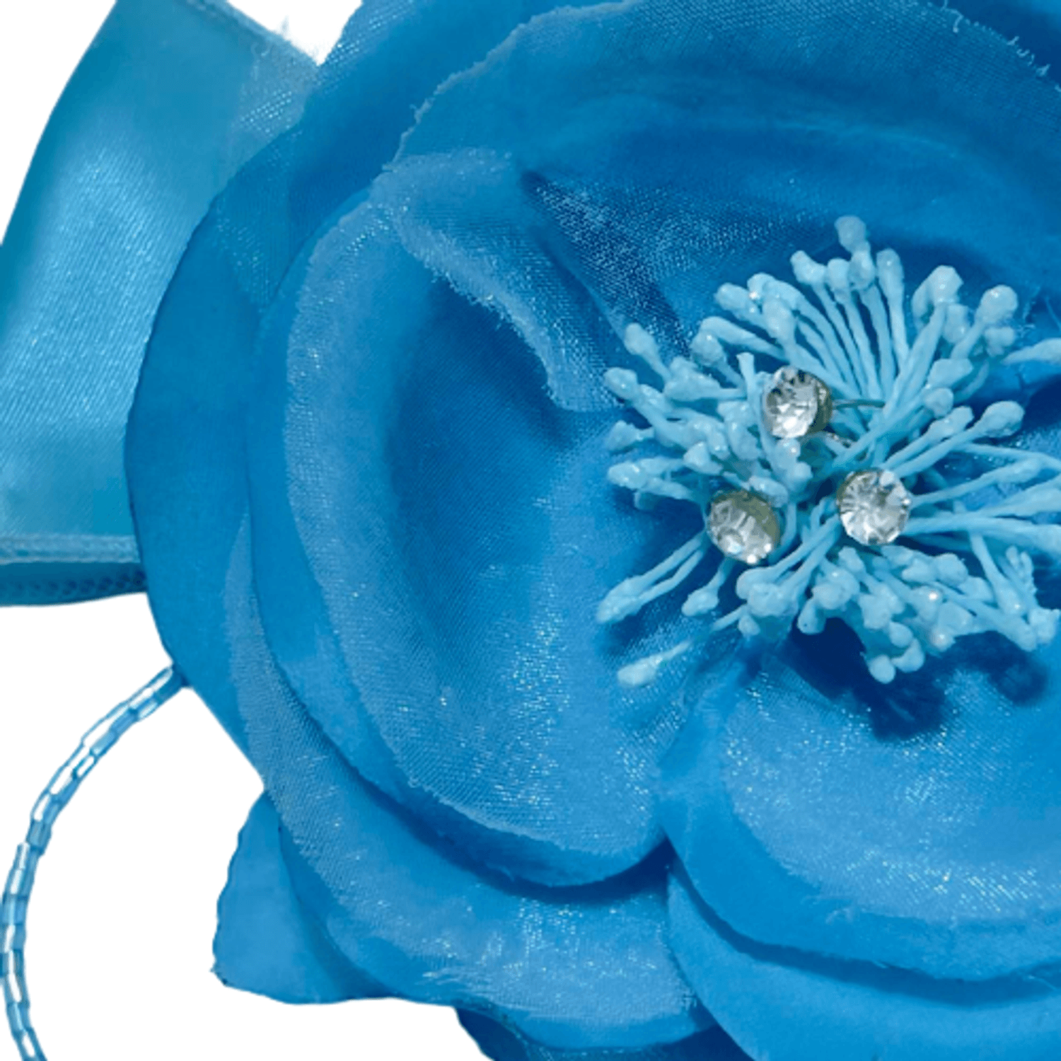Floare 3D, Brosa, Statement, 3 in 1, Brosa,/Clips par/Floare corsaj, Matase, Tul, Margele, Albastru/Turcoaz fotografia produsului View 6 L