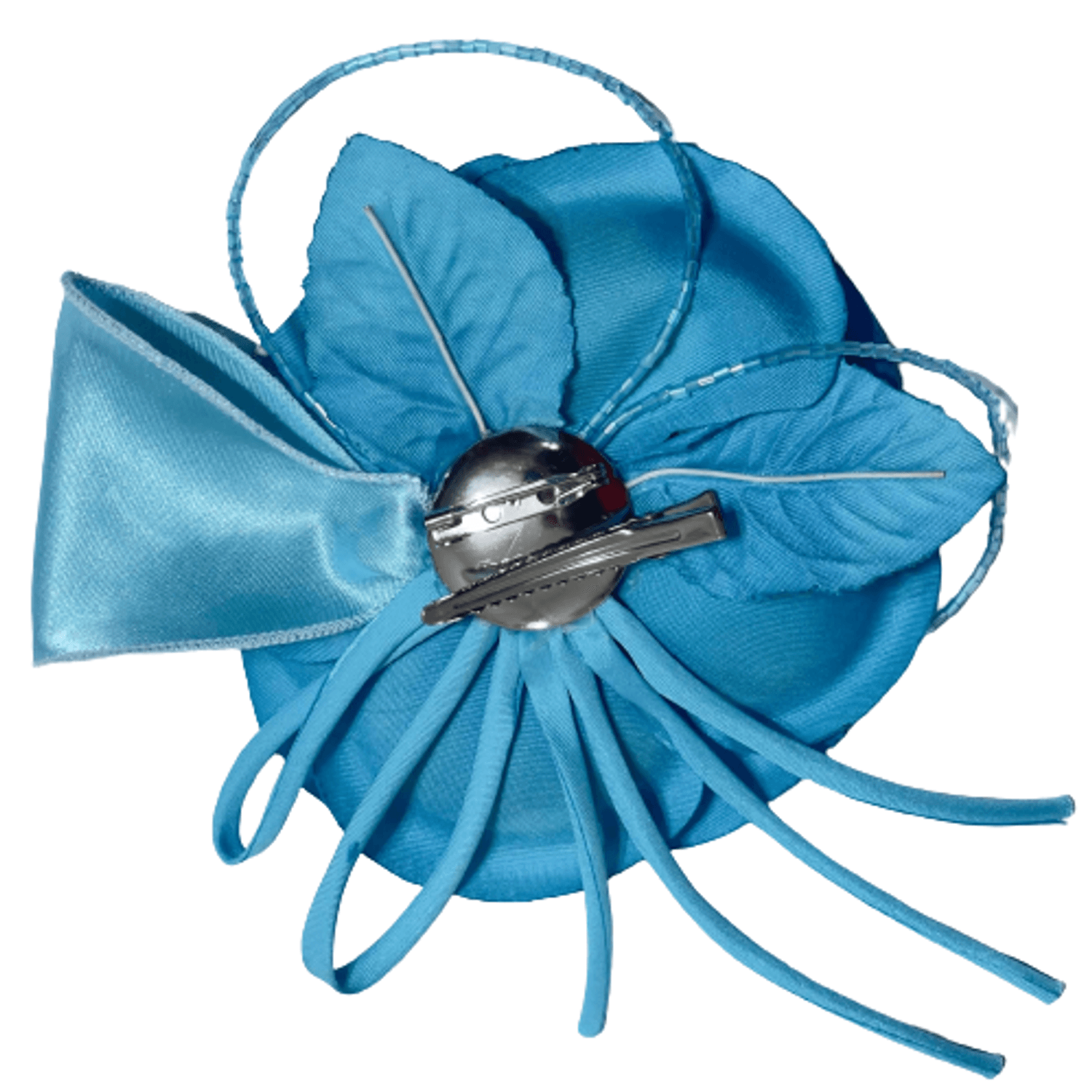 Floare 3D, Brosa, Statement, 3 in 1, Brosa,/Clips par/Floare corsaj, Matase, Tul, Margele, Albastru/Turcoaz fotografia produsului View 2 L