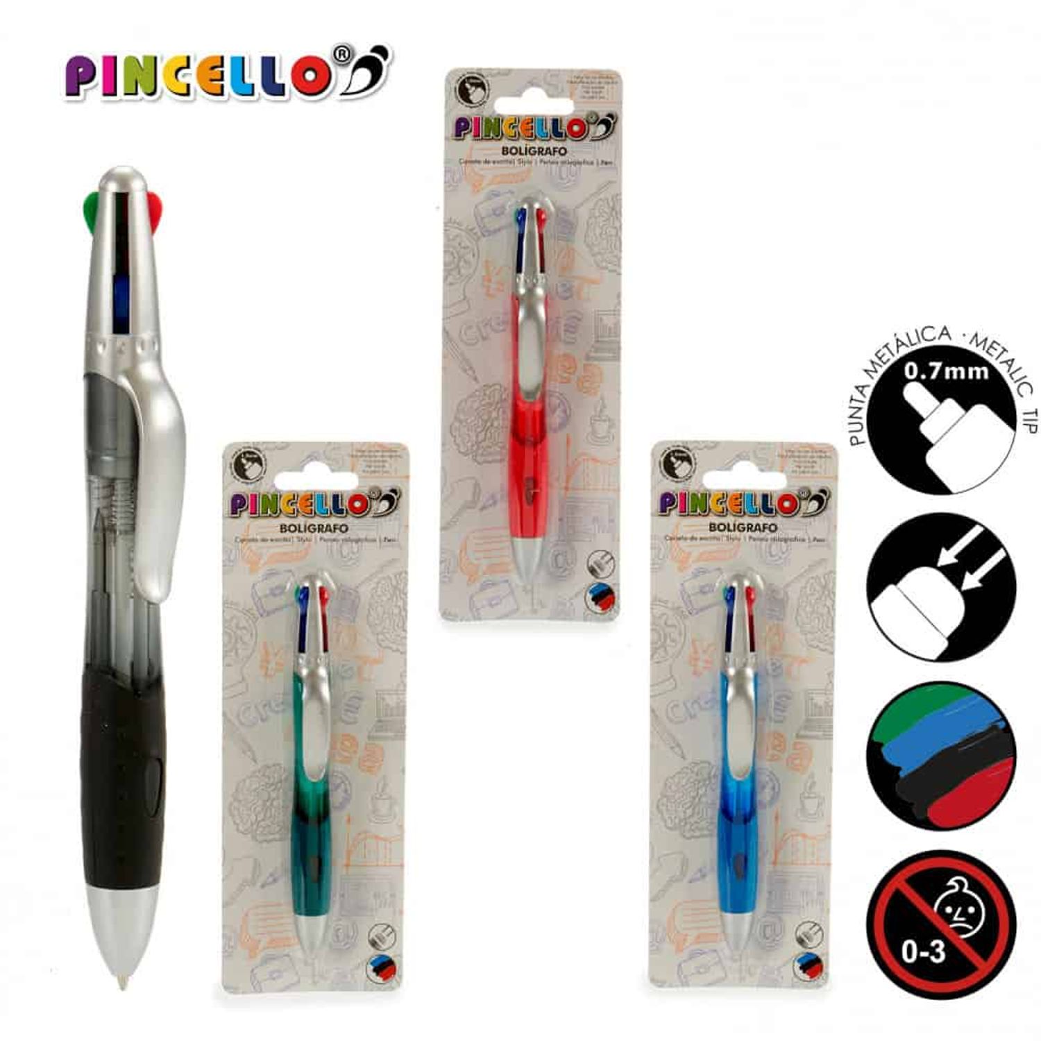 Pix ballpoint cu 4 culori interschimbabile, varf de 0.7mm - Negru fotografia produsului View 2 L