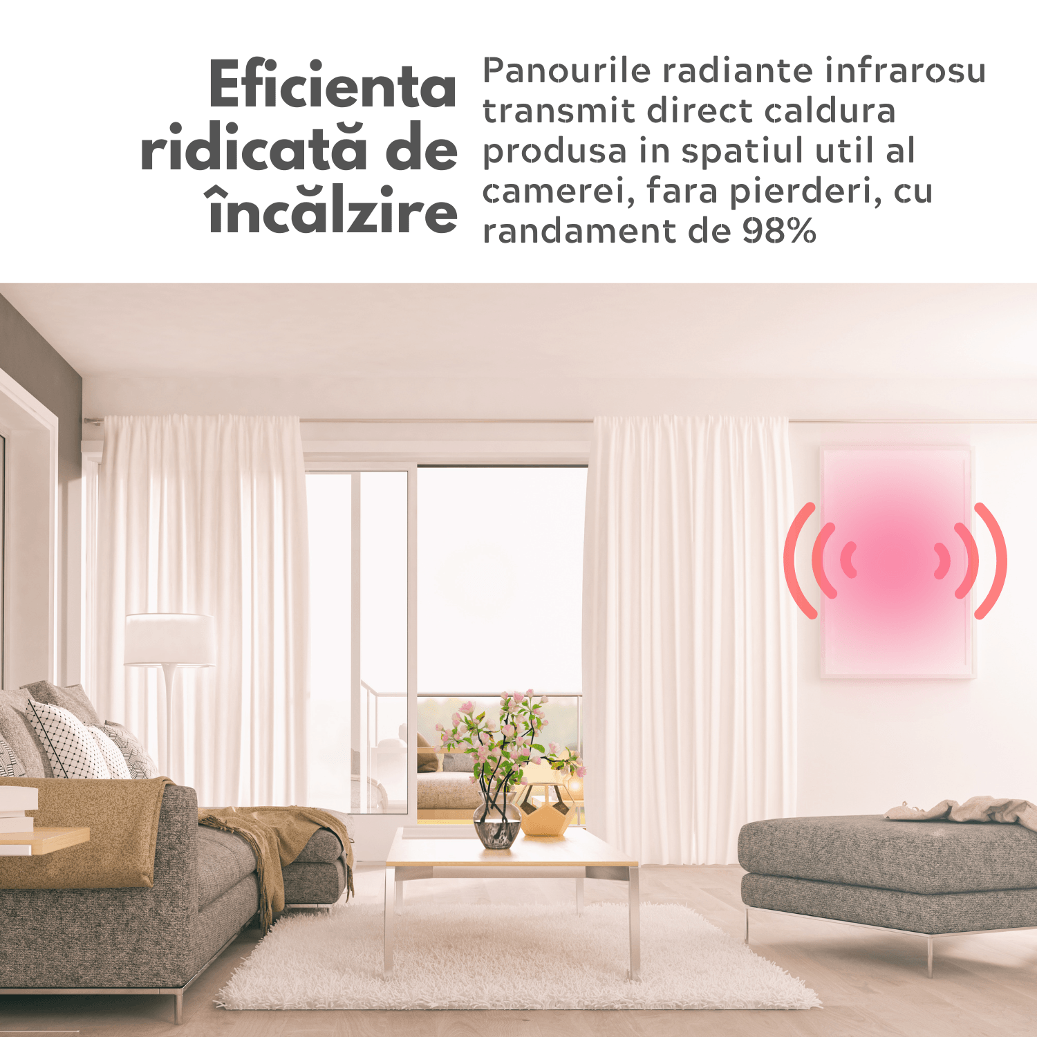 Panou radiant premium cu infrarosu NovoSun 950W, cu termostat programabil fotografia produsului View 3 L