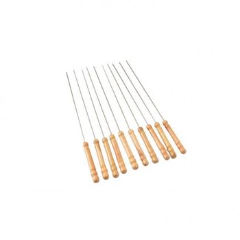Tepuse frigarui, otel cromat, maner lemn, set 10 buc, 30 cm, Perfect Home