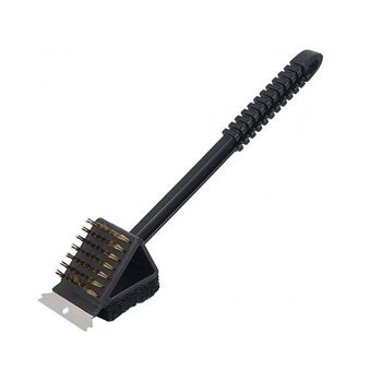 Perie pentru curatat gratar, grill, 3 in 1, sarma, racleta si burete, 36x7x8 cm