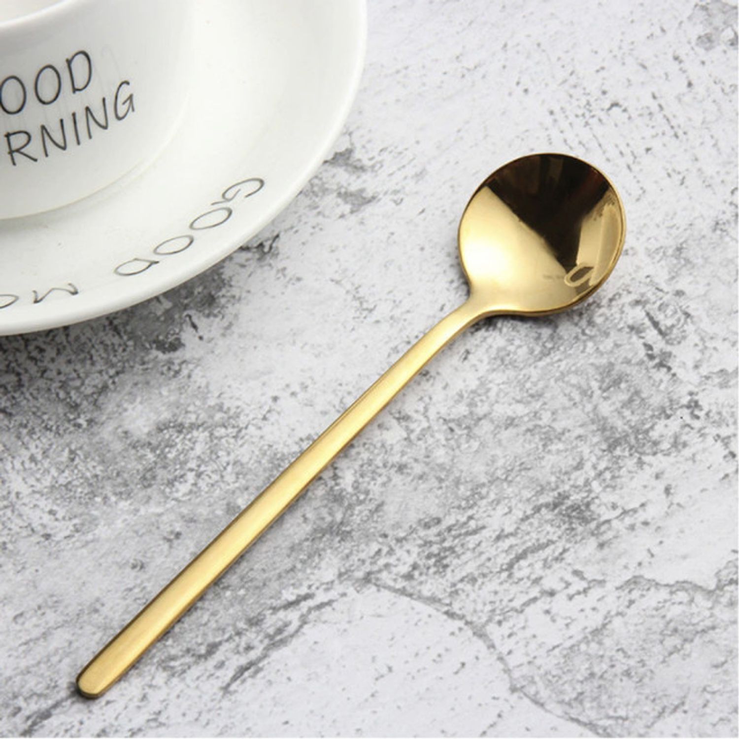 Set 6 lingurite Pufo Simple pentru cafea, ceai, desert, otel inoxidabil, auriu 13 cm fotografia produsului View 4 L