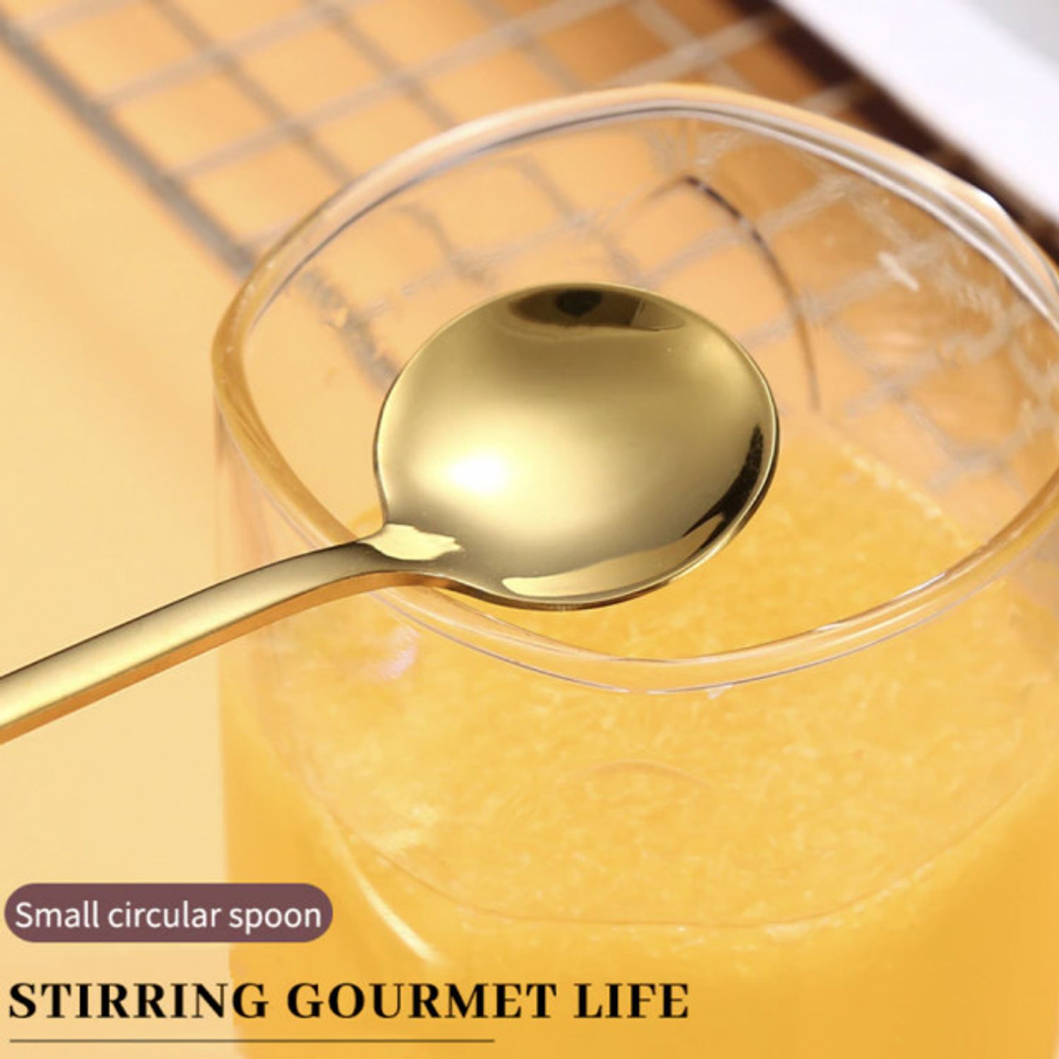 Set 6 lingurite Pufo Simple pentru cafea, ceai, desert, otel inoxidabil, auriu 13 cm fotografia produsului View 2 L