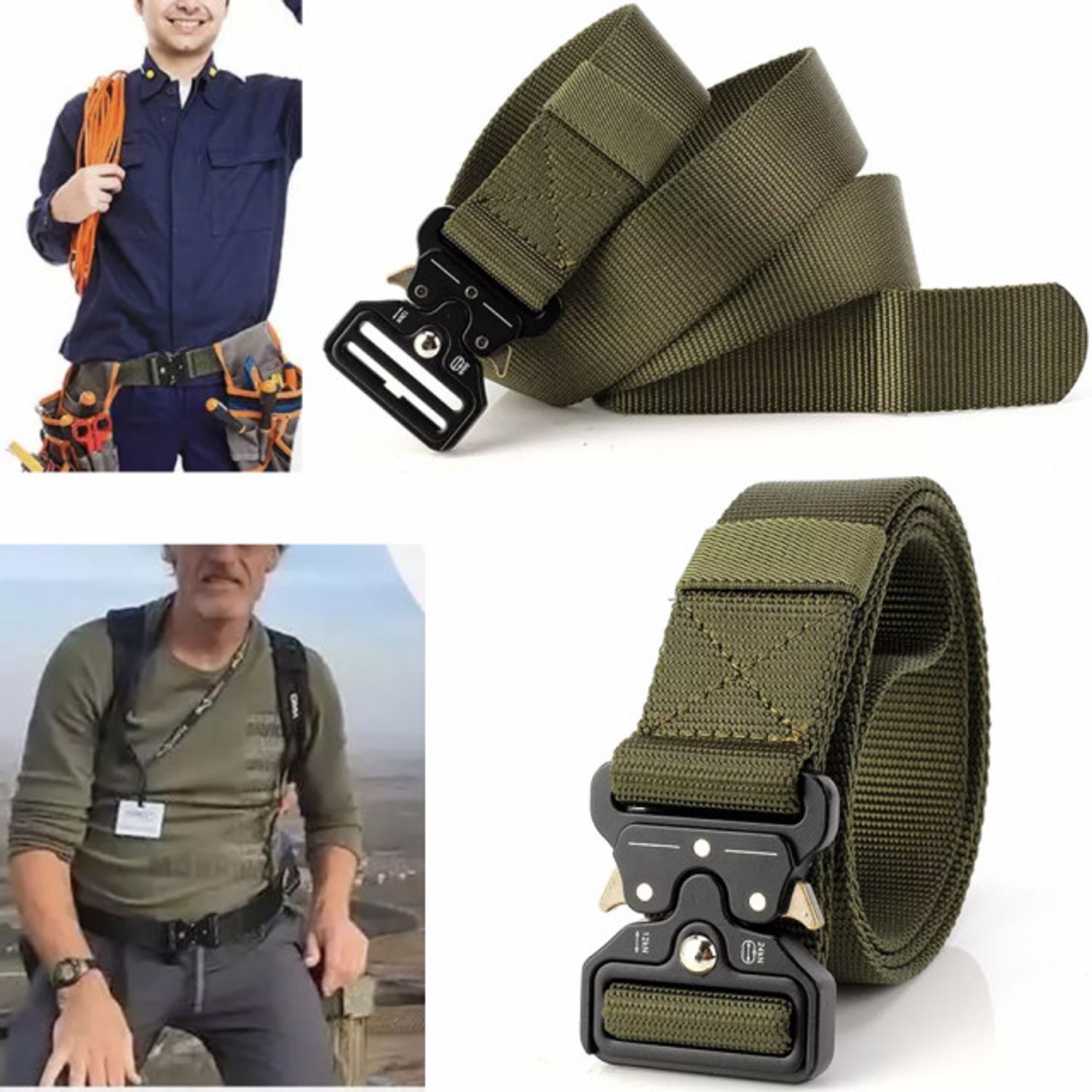 Curea centura Pufo Tactical Combat pentru barbati 3.8 x 123 cm, rezistent, verde fotografia produsului View 3 L