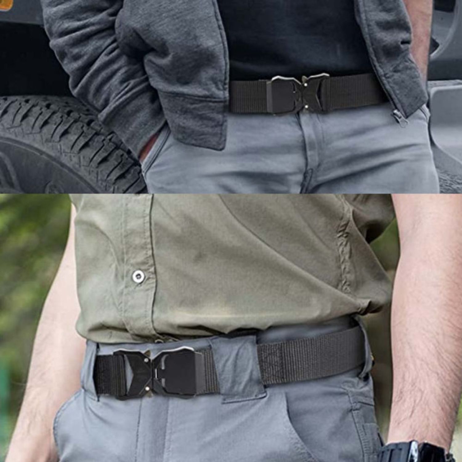 Curea centura Pufo Tactical Combat pentru barbati 3.8 x 123 cm, rezistent, gri fotografia produsului View 3 L