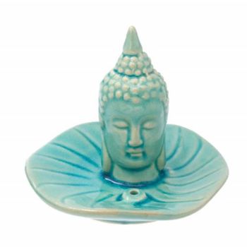 Suport Din Ceramica Pufo Pentru Betisoare Parfumate Model Buddha Verde