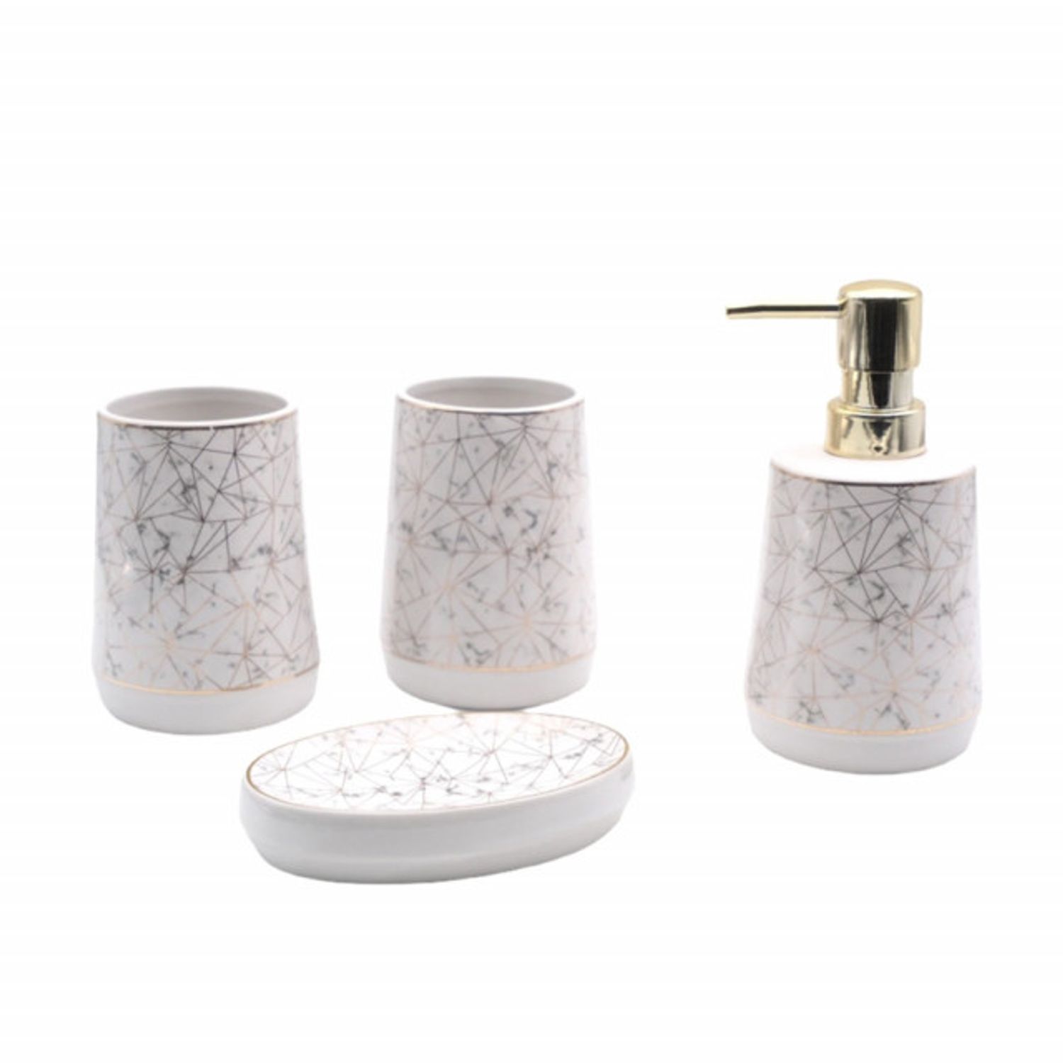 Set ceramic pentru baie compus din 4 piese, Pufo White Shine, alb fotografia produsului