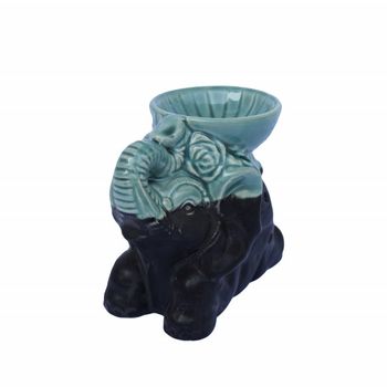 Vas Din Ceramica Pentru Aromaterapie Pufo Feng Shui Model Elefant 12 Cm Negru/verde