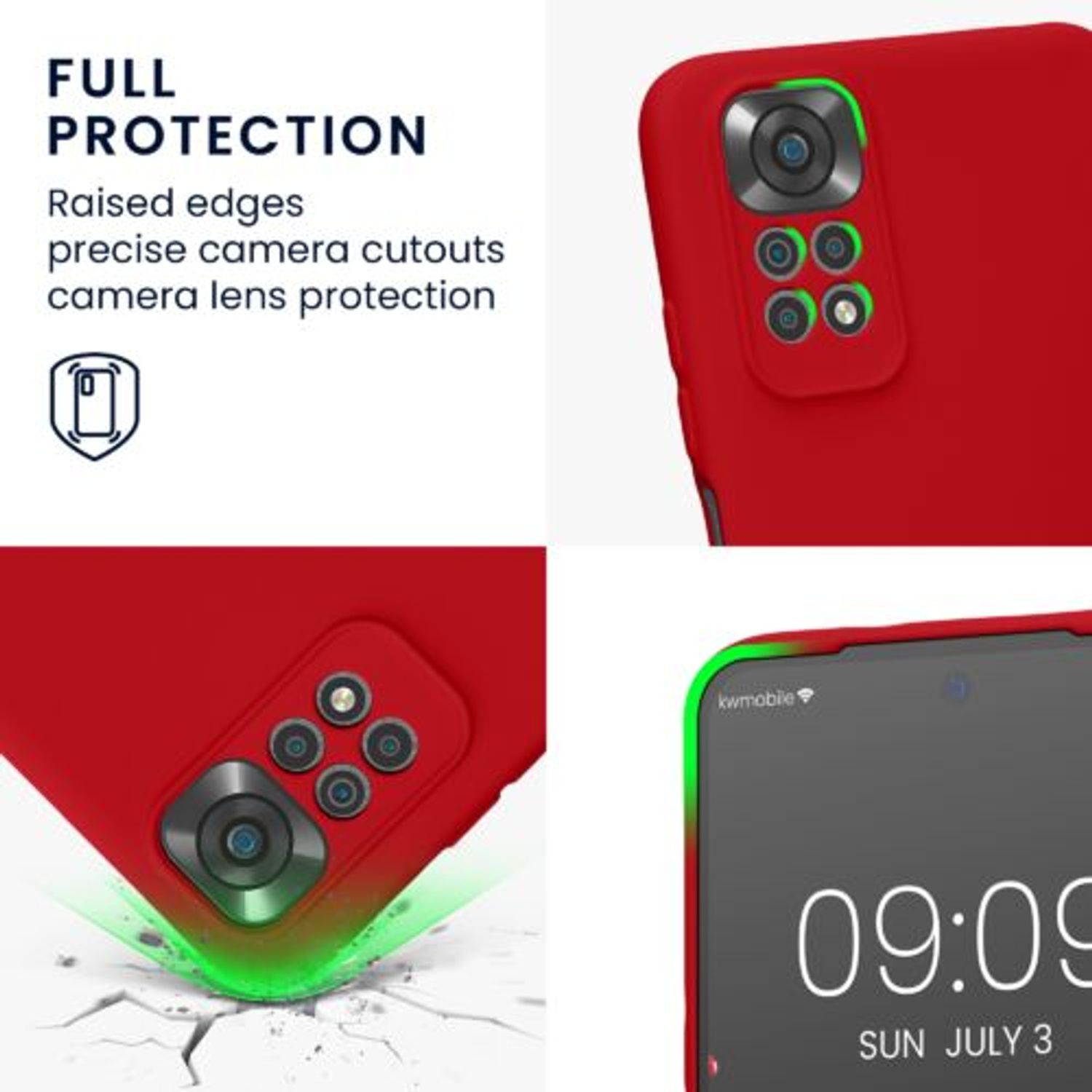 Husa Kwmobile pentru Xiaomi Redmi Note 11/Redmi Note 11s, Silicon, Rosu, 57918.229 fotografia produsului View 3 L