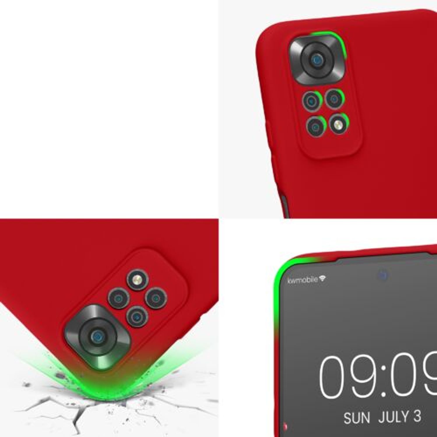 Husa Kwmobile pentru Xiaomi Redmi Note 11/Redmi Note 11s, Silicon, Rosu, 57918.229 fotografia produsului View 7 L