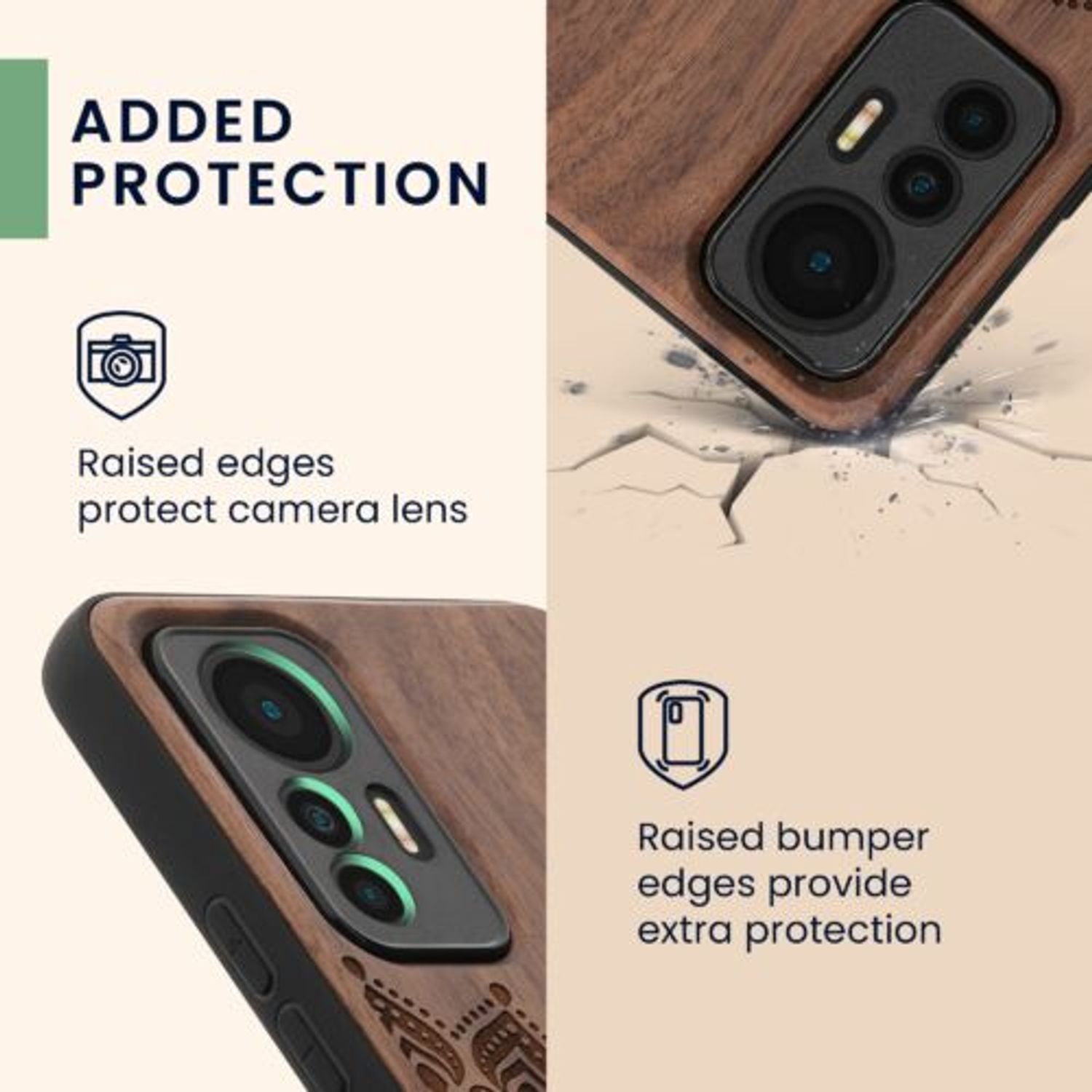 Husa Kwmobile pentru Xiaomi 12 Lite, Lemn, Maro, 59408.02 fotografia produsului View 3 L