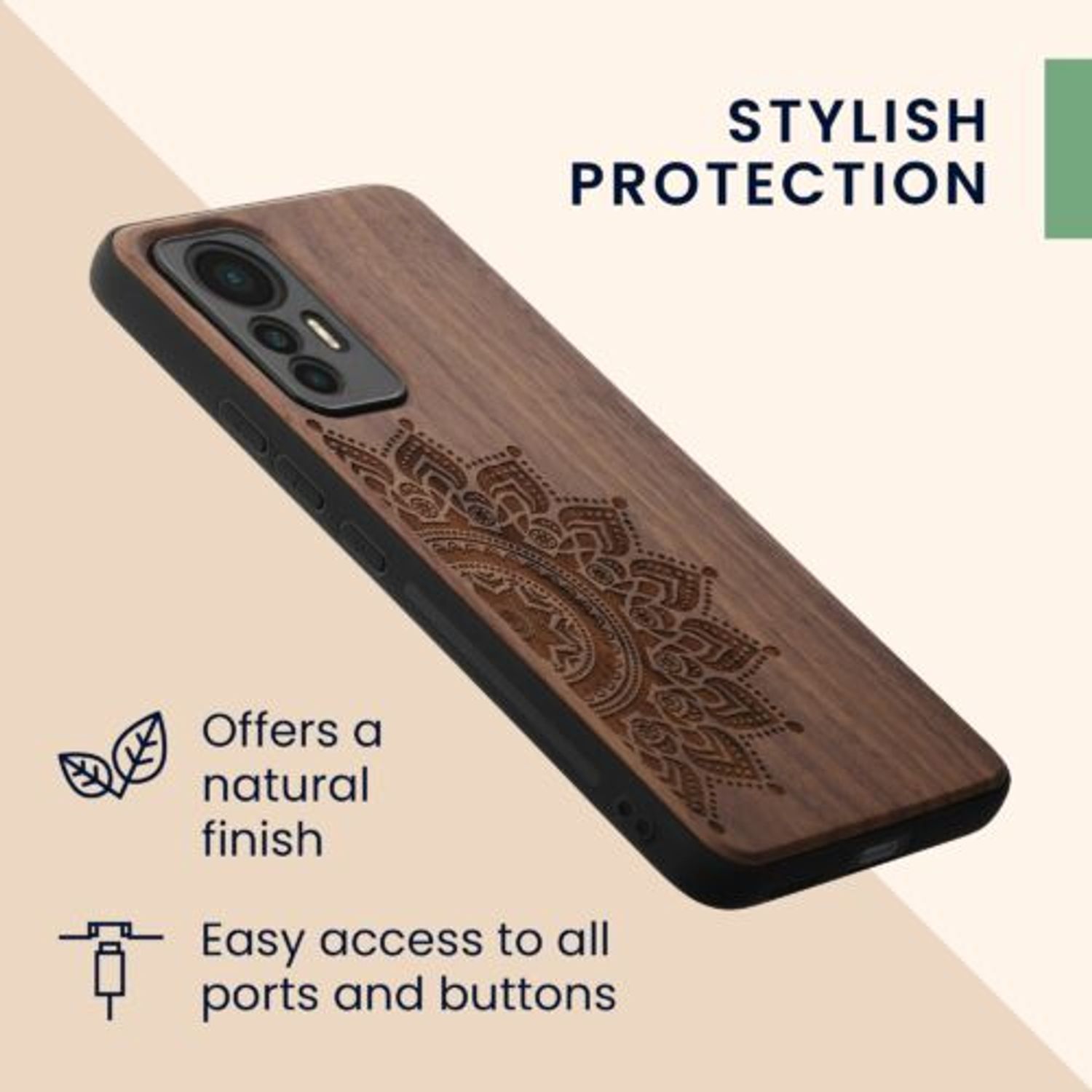 Husa Kwmobile pentru Xiaomi 12 Lite, Lemn, Maro, 59408.02 fotografia produsului View 6 L