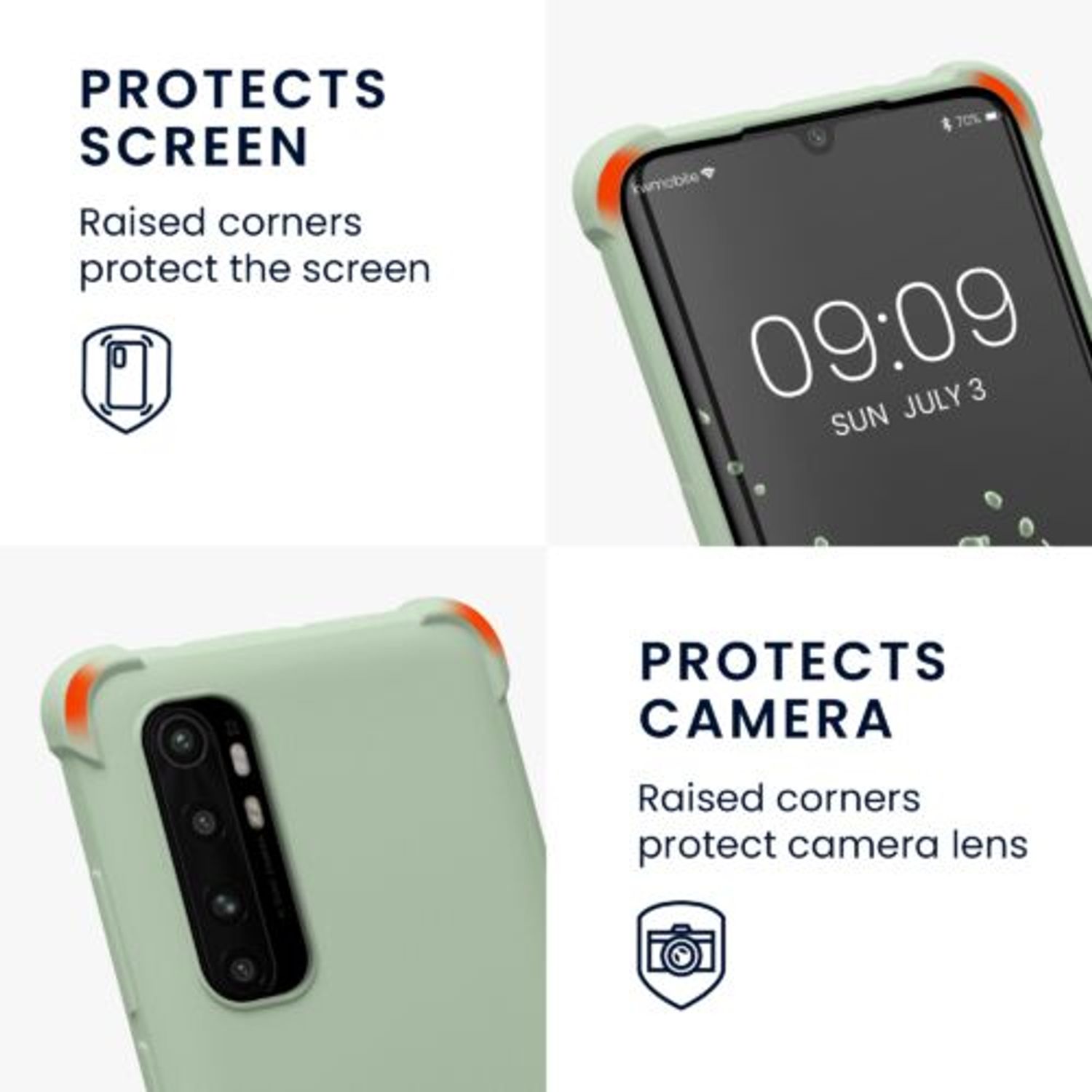 Husa Kwmobile pentru Xiaomi Mi Note 10 Lite, Silicon, Verde, 53157.172 fotografia produsului View 3 L
