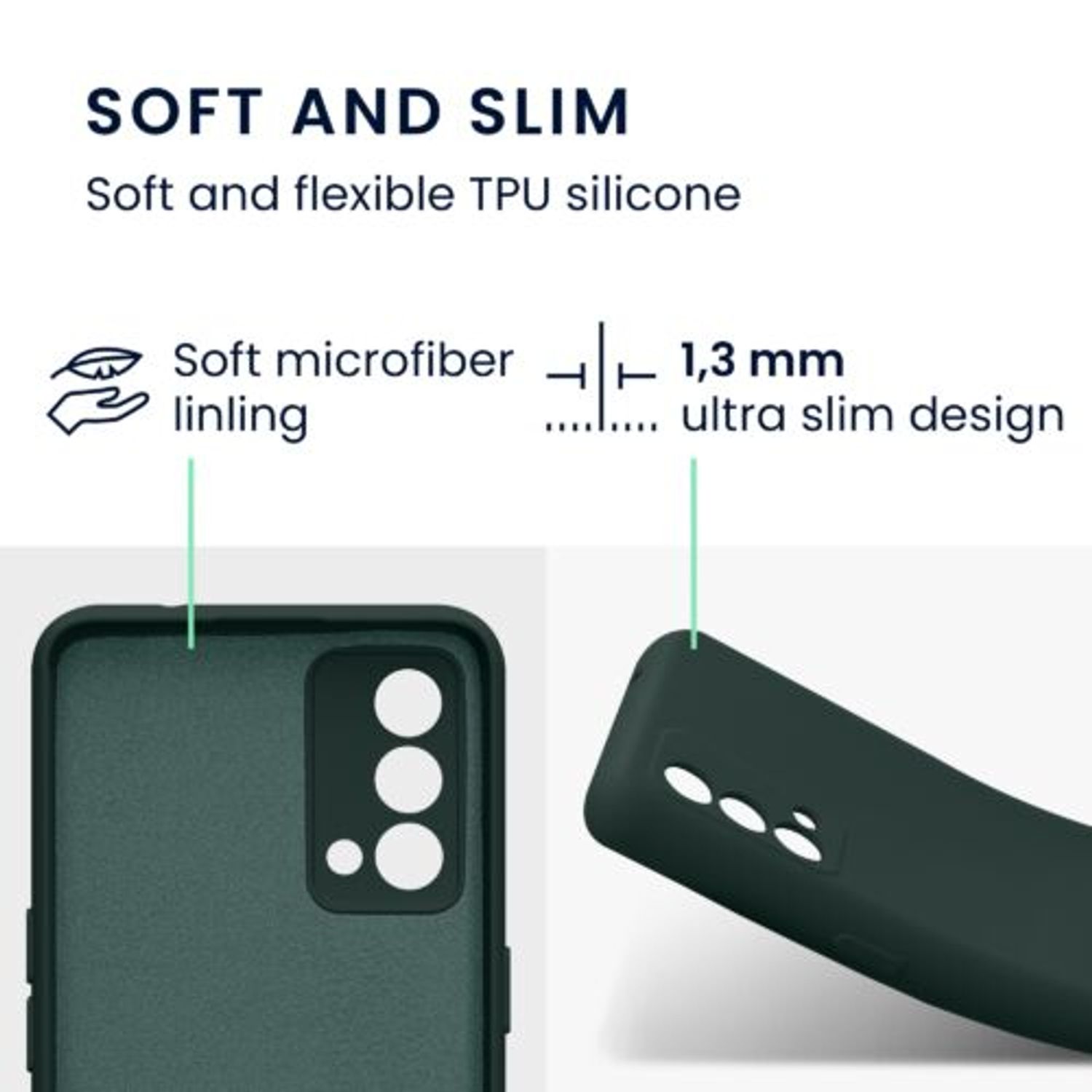 Husa Kwmobile pentru Realme GT Master Edition, Silicon, Verde, 58698.169 fotografia produsului View 6 L