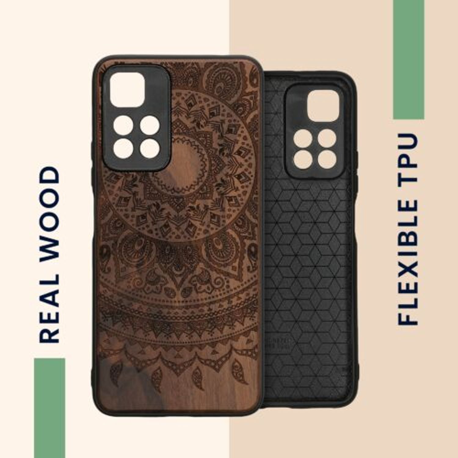 Husa Kwmobile pentru Xiaomi Redmi Note 11 Pro Plus 5G, Lemn, Maro, 58100.05 fotografia produsului View 4 L
