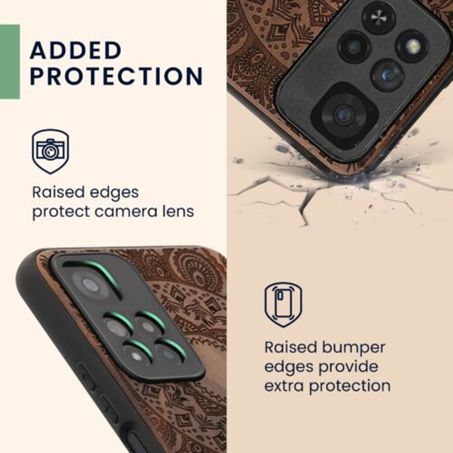 Husa Kwmobile pentru Xiaomi Redmi Note 11 Pro Plus 5G, Lemn, Maro, 58100.05 fotografia produsului View 3 L