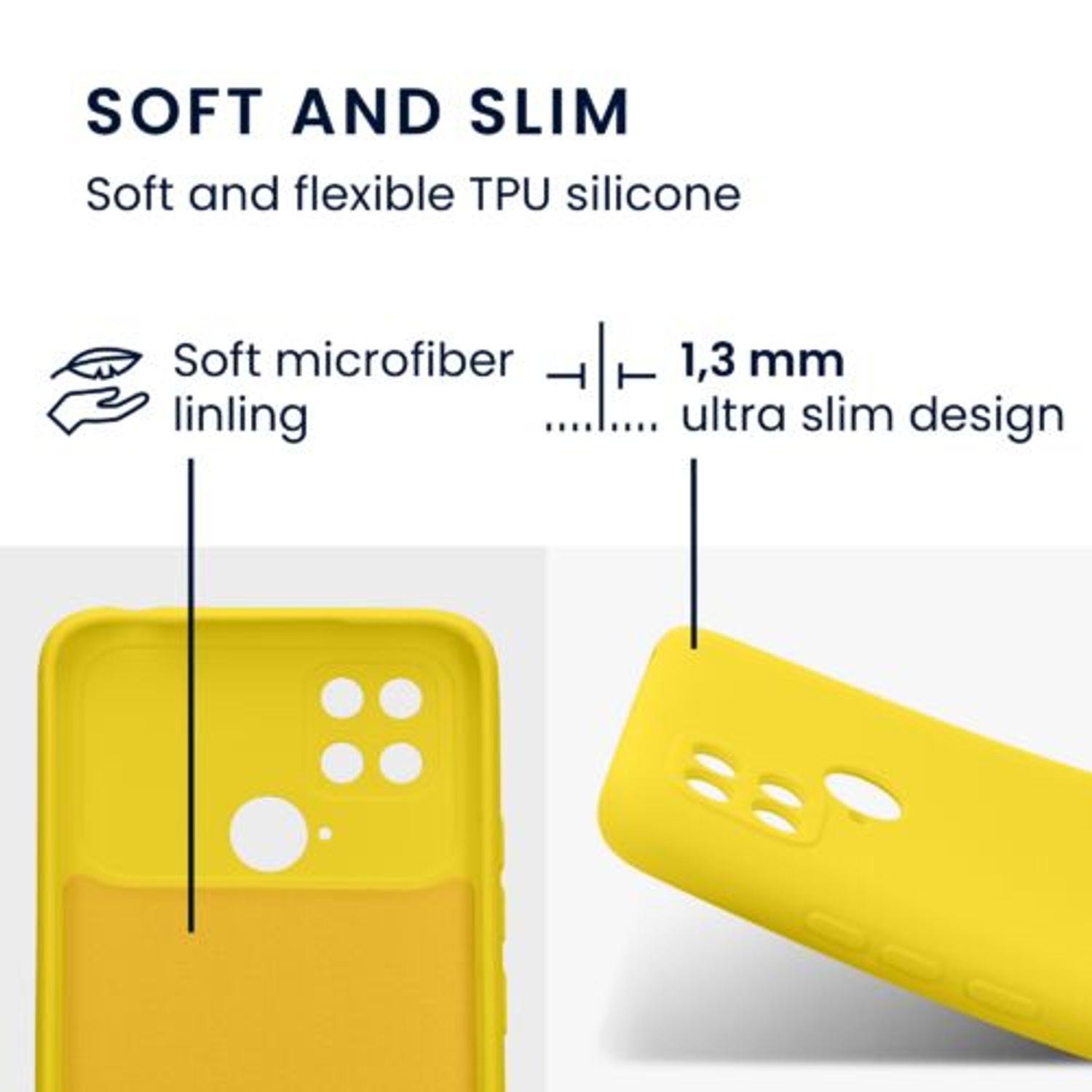 Husa Kwmobile pentru Xiaomi Poco C40, Silicon, Galben, 59394.165 fotografia produsului View 2 L