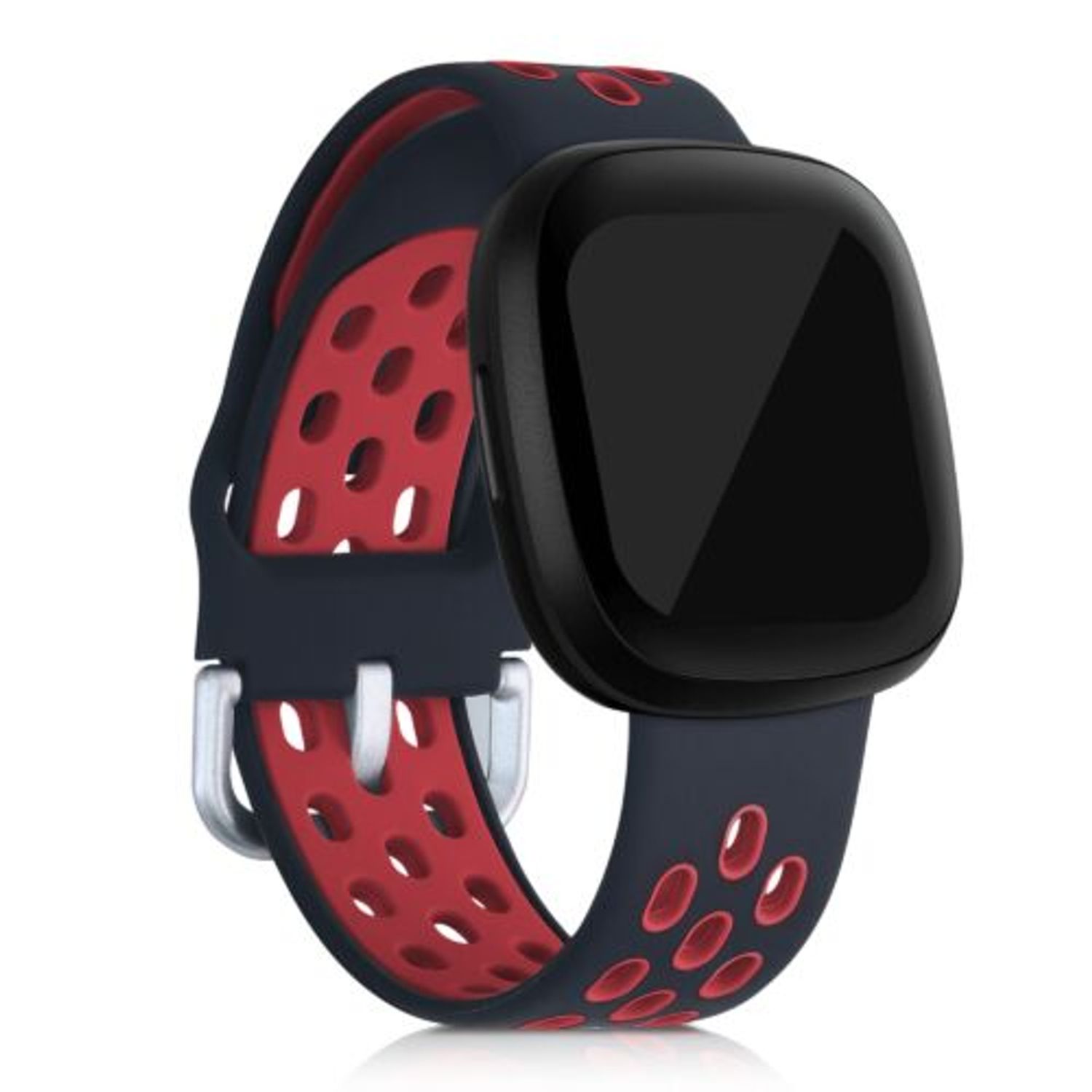 Set 2 curele pentru Fitbit Versa 3/Sense, Silicon, Rosu/Gri, 53392.01 fotografia produsului View 3 L