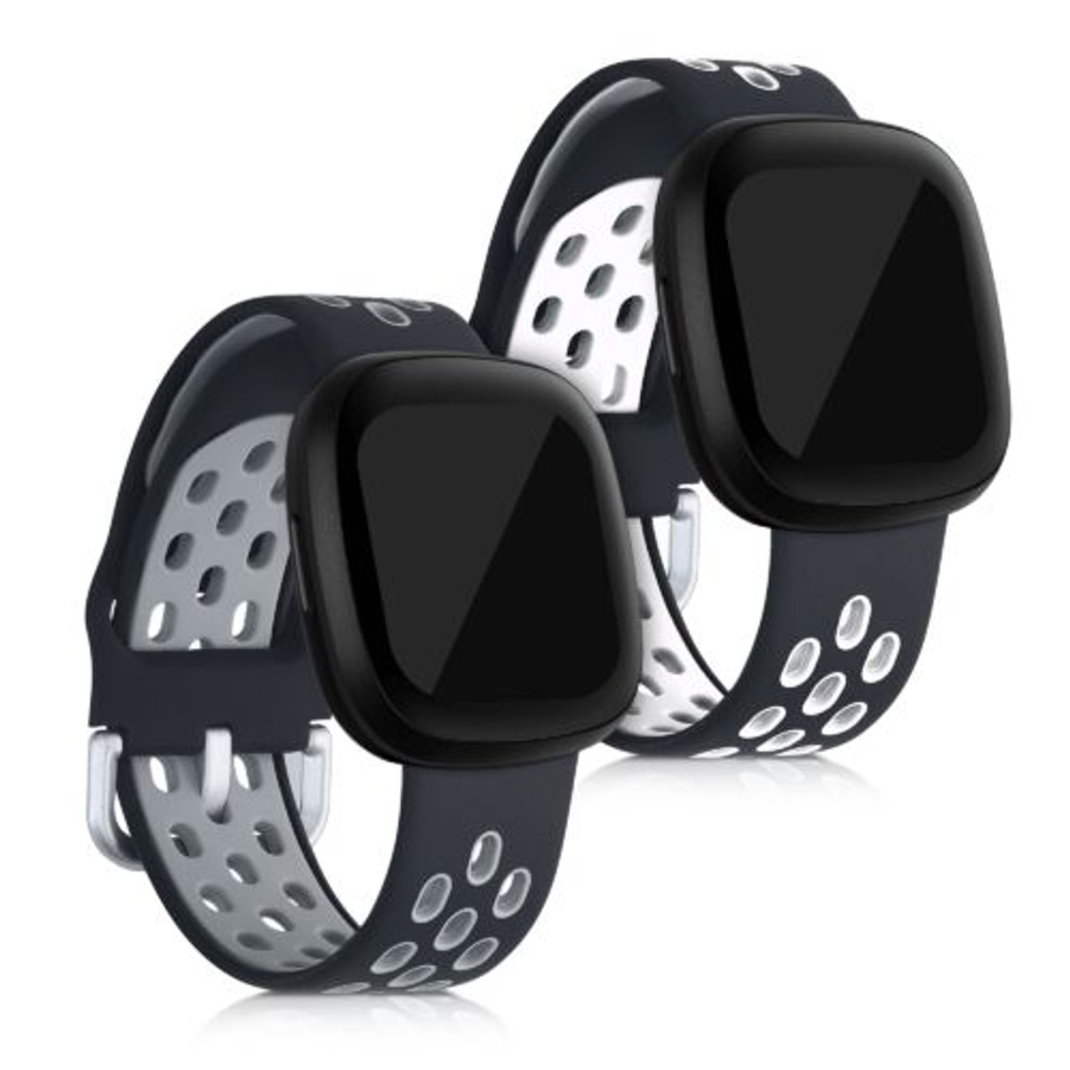 Set 2 curele pentru Fitbit Versa 3/Sense, Silicon, Gri/Alb, 53392.02 fotografia produsului