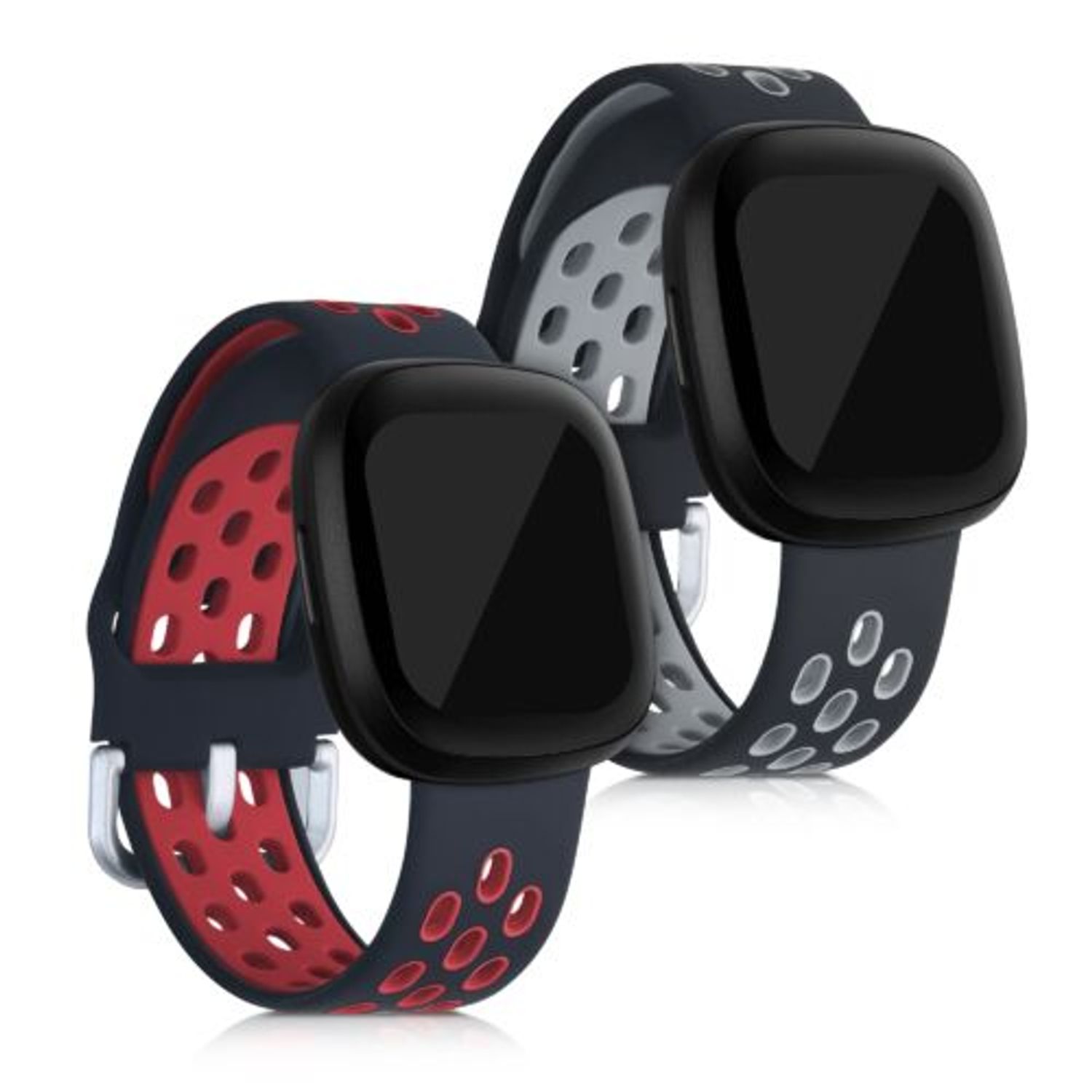 Set 2 curele pentru Fitbit Versa 3/Sense, Silicon, Rosu/Gri, 53392.01 fotografia produsului