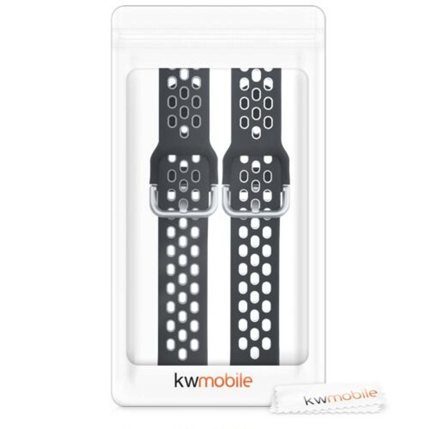 Set 2 curele pentru Fitbit Versa 3/Sense, Silicon, Gri/Alb, 53392.02 fotografia produsului View 7 L