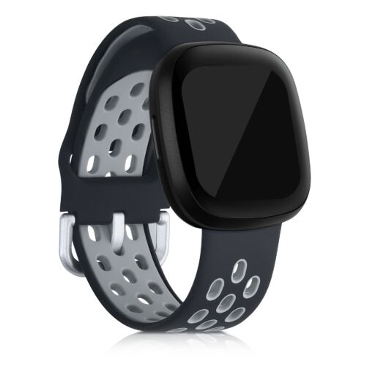 Set 2 curele pentru Fitbit Versa 3/Sense, Silicon, Gri/Alb, 53392.02 fotografia produsului View 3 L