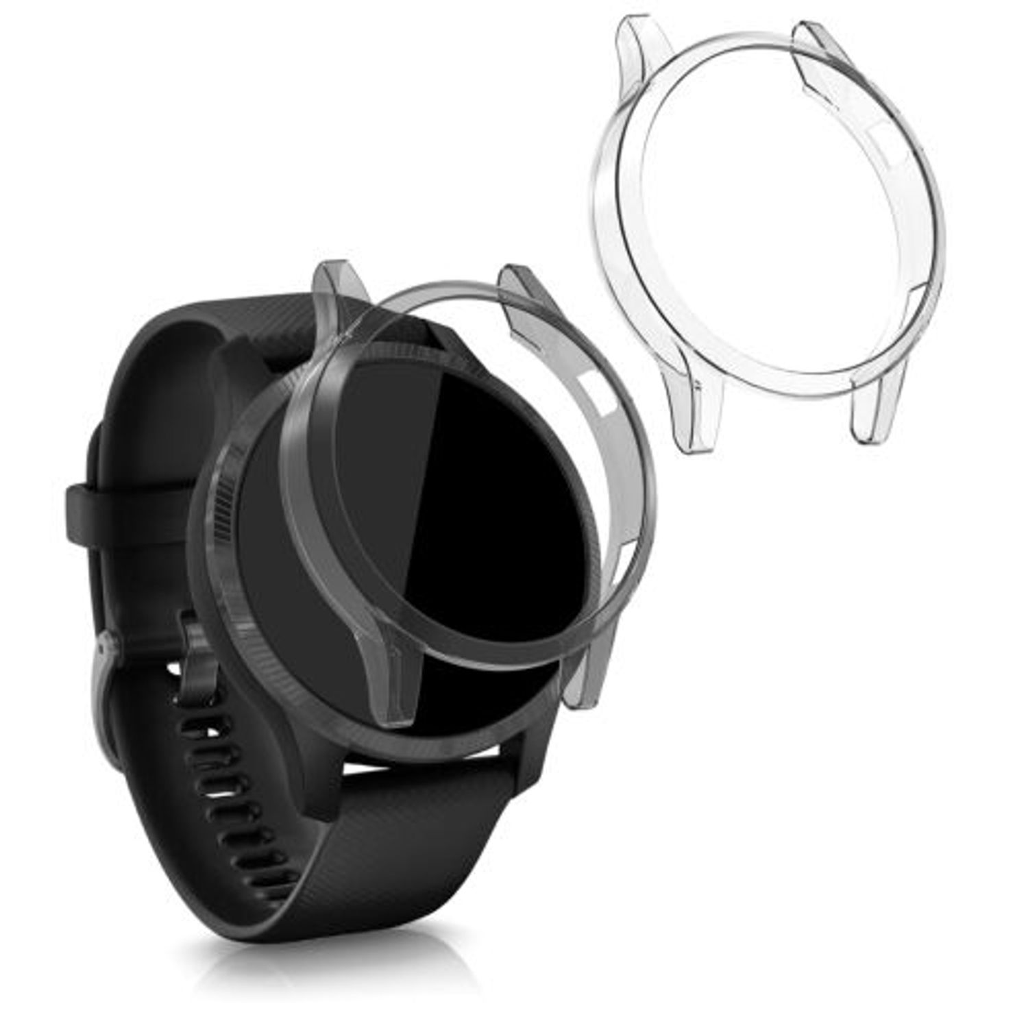 Set 2 Huse pentru Garmin Venu, Kwmobile, Silicon, Gri/Transparent, 52675.02 fotografia produsului