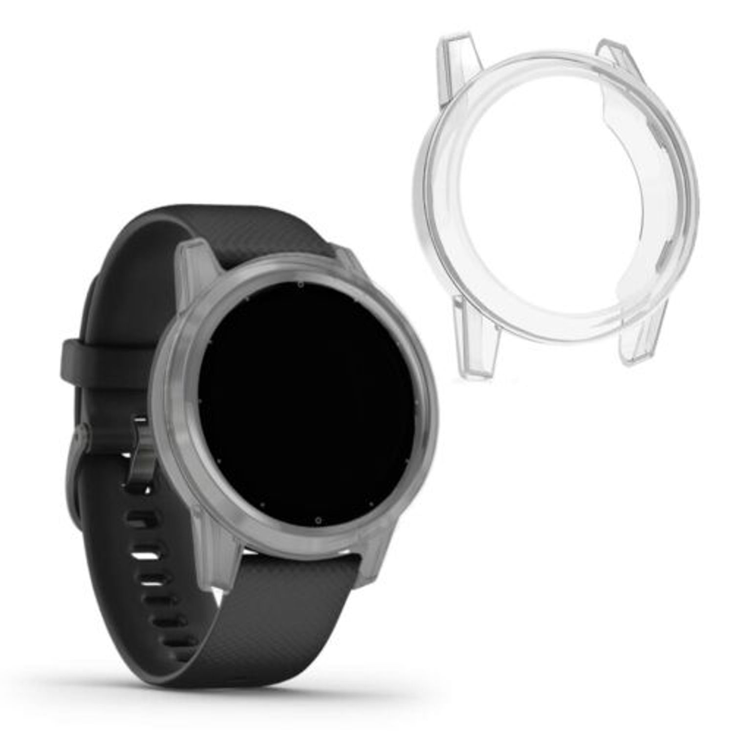 Set 2 Huse pentru Garmin Vivoactive 4S, Kwmobile, Silicon, Transparent, 50940.01 fotografia produsului View 2 L
