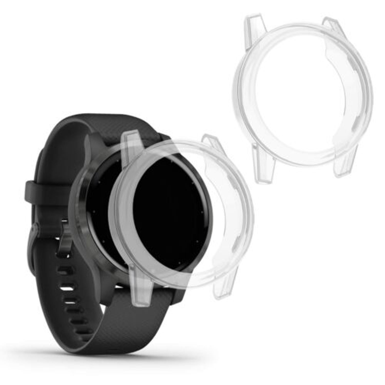 Set 2 Huse pentru Garmin Vivoactive 4S, Kwmobile, Silicon, Transparent, 50940.01 fotografia produsului