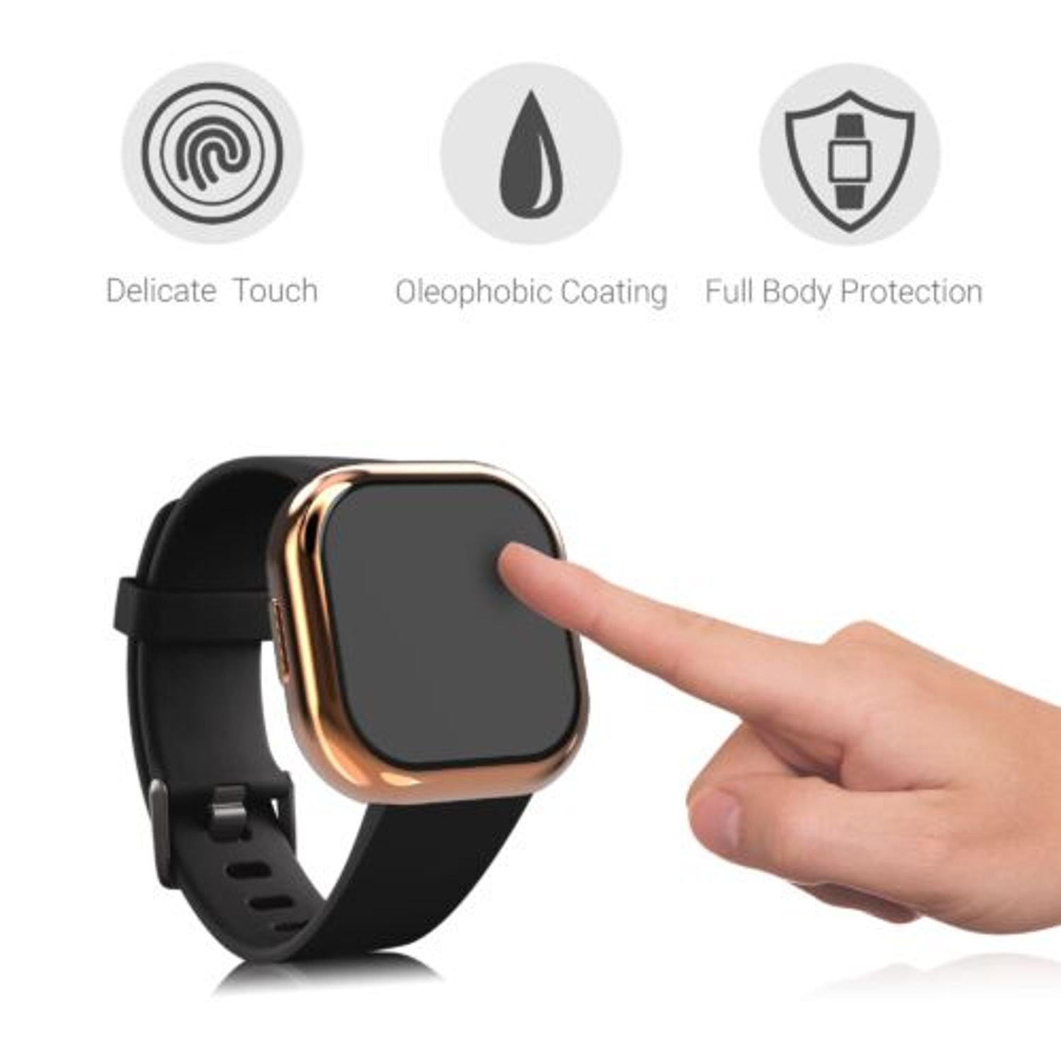 Set 2 Huse pentru Fitbit Versa 3/Sense, Kwmobile, Silicon, Gold/Transparent, 53390.03 fotografia produsului View 4 L