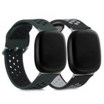Set 2 Curele pentru Fitbit Versa 3/Sense, Kwmobile, Silicon, Verde/Negru, 53392.03 fotografia produsului View 2 S