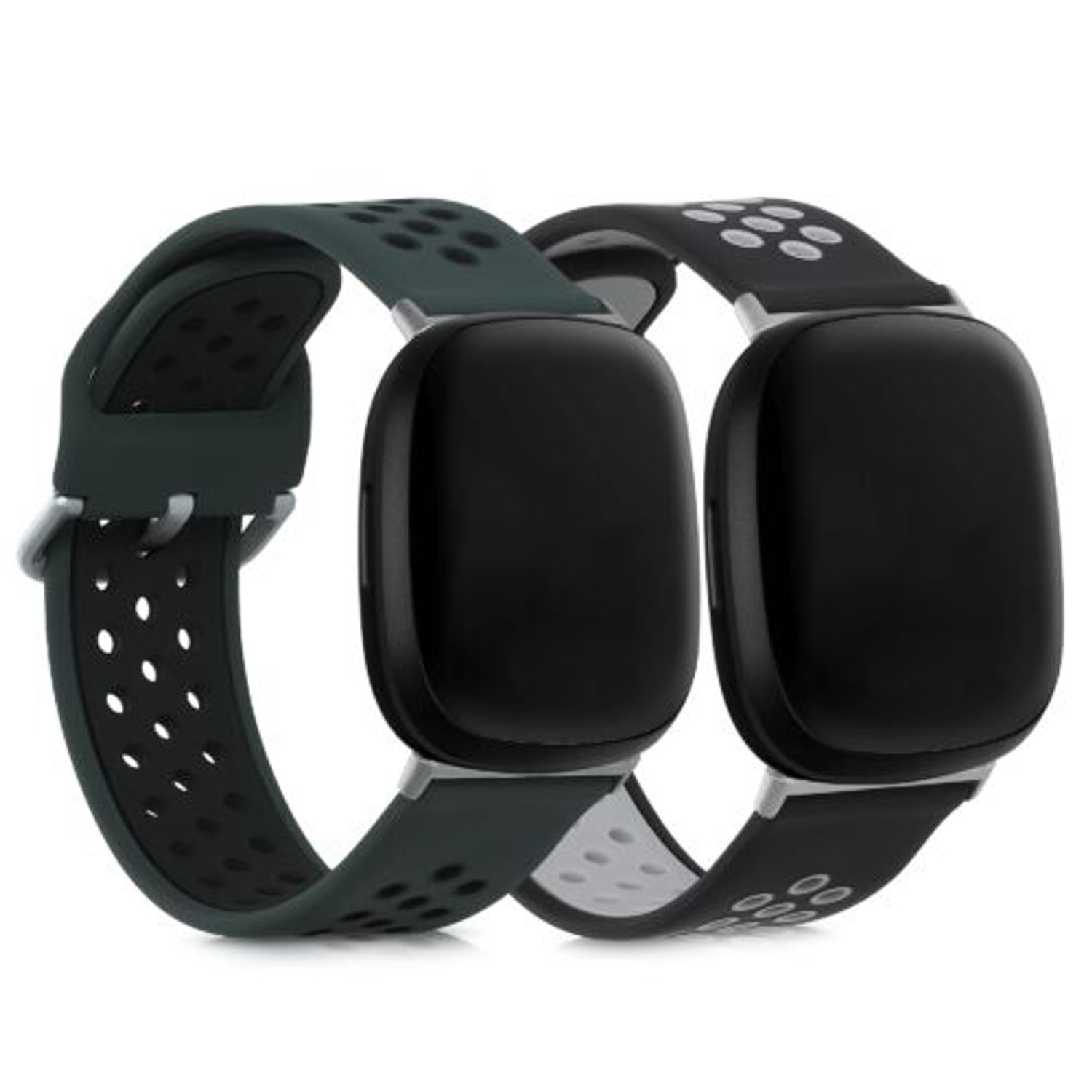 Set 2 Curele pentru Fitbit Versa 3/Sense, Kwmobile, Silicon, Verde/Negru, 53392.03 fotografia produsului View 2 L