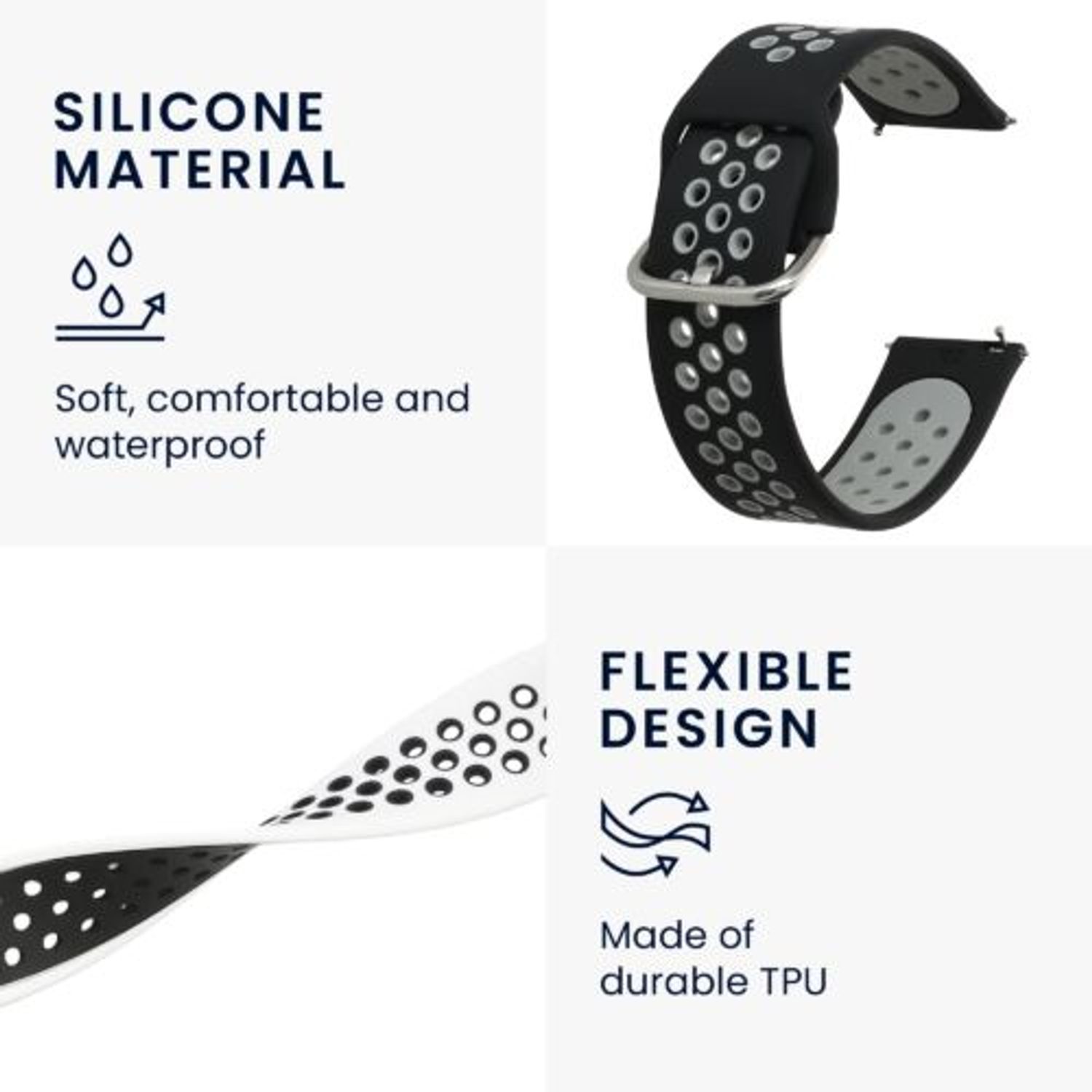 Set 2 curele pentru Fitbit Versa/Versa Lite/Versa 2, Kwmobile, Multicolor, Silicon, 57119.03 fotografia produsului View 4 L