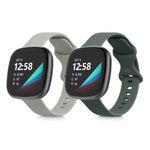 Set 2 curele pentru Fitbit Versa 3/Sense, Kwmobile, Gri/Verde, Silicon, 57780.02 fotografia produsului