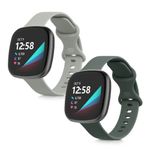 Set 2 curele pentru Fitbit Versa 3/Sense, Kwmobile, Gri/Verde, Silicon, 57780.02 fotografia produsului View 2 S