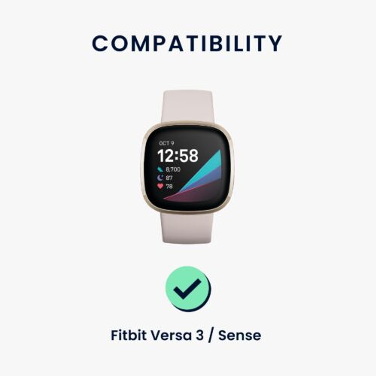 Set 2 curele pentru Fitbit Versa 3/Sense, Kwmobile, Gri/Verde, Silicon, 57780.02 fotografia produsului View 6 L