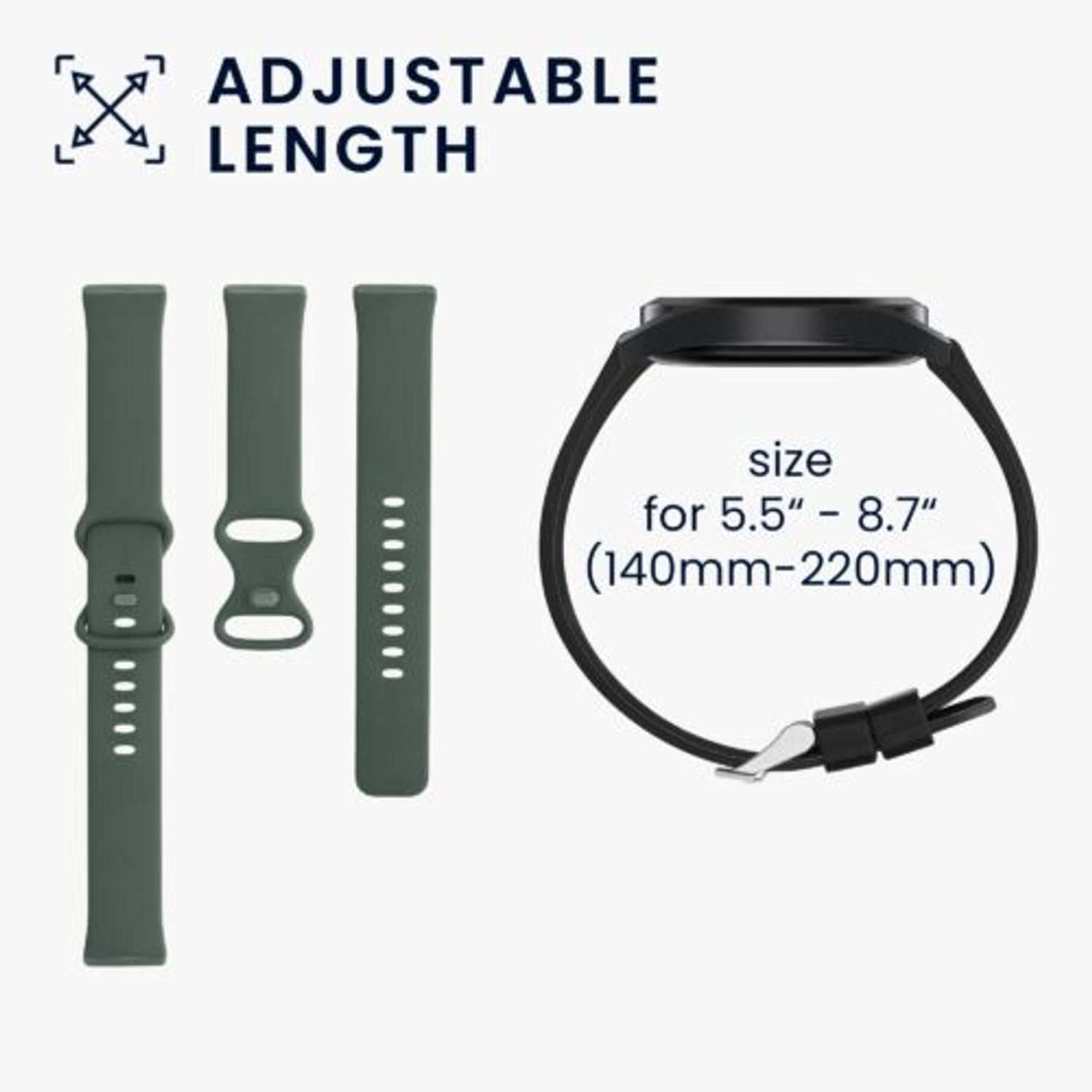 Set 2 curele pentru Fitbit Versa 3/Sense, Kwmobile, Gri/Verde, Silicon, 57780.02 fotografia produsului View 7 L