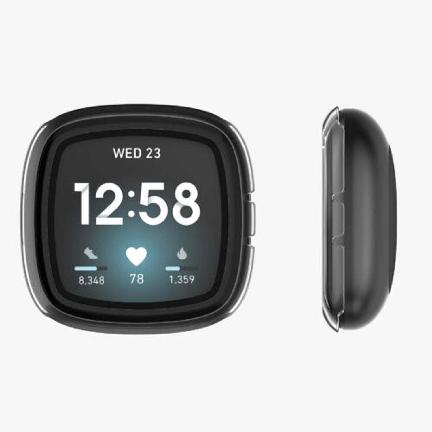 Set 2 huse pentru Fitbit Versa 3/Sense, Kwmobile, Negru/Transparent, Plastic, 59314.01 fotografia produsului View 7 L