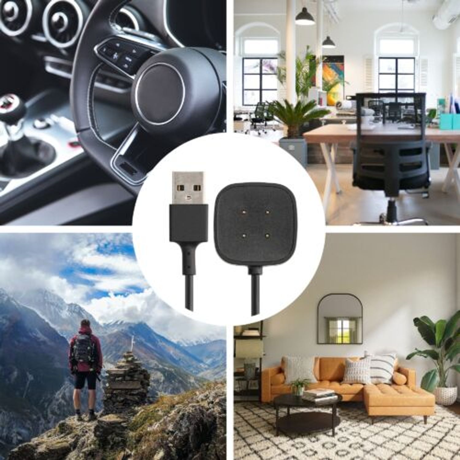 Cablu de incarcare USB pentru Fitbit Versa 3/Sense, Kwmobile, Negru, Plastic, 57781.01 fotografia produsului View 7 L