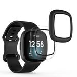 Set 2 huse pentru Fitbit Versa 3/Sense, Kwmobile, Negru/Transparent, Plastic, 59314.01 fotografia produsului