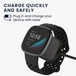 Cablu de incarcare USB pentru Fitbit Versa 3/Sense, Kwmobile, Negru, Plastic, 57781.01 fotografia produsului View 3 S