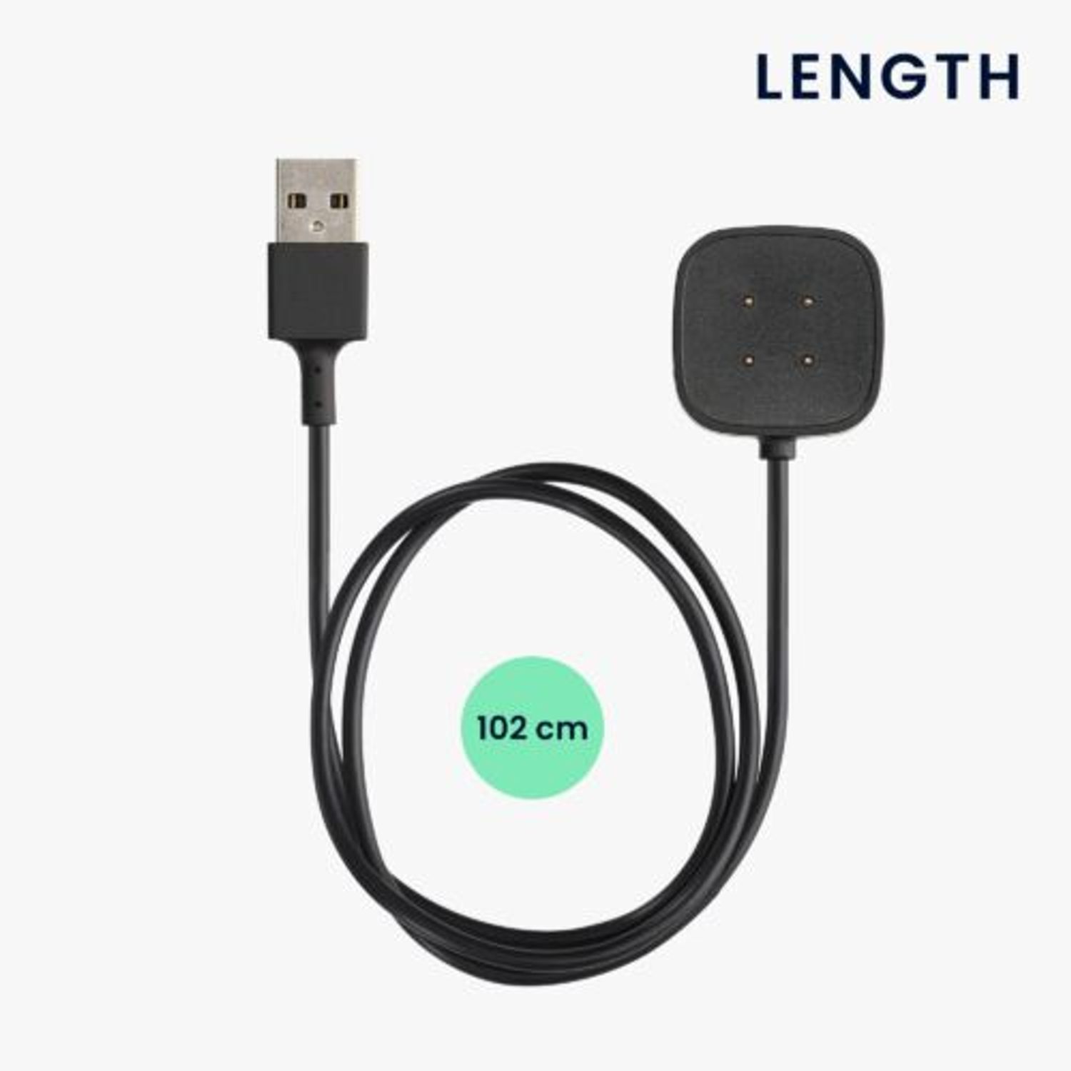 Cablu de incarcare USB pentru Fitbit Versa 3/Sense, Kwmobile, Negru, Plastic, 57781.01 fotografia produsului View 4 L