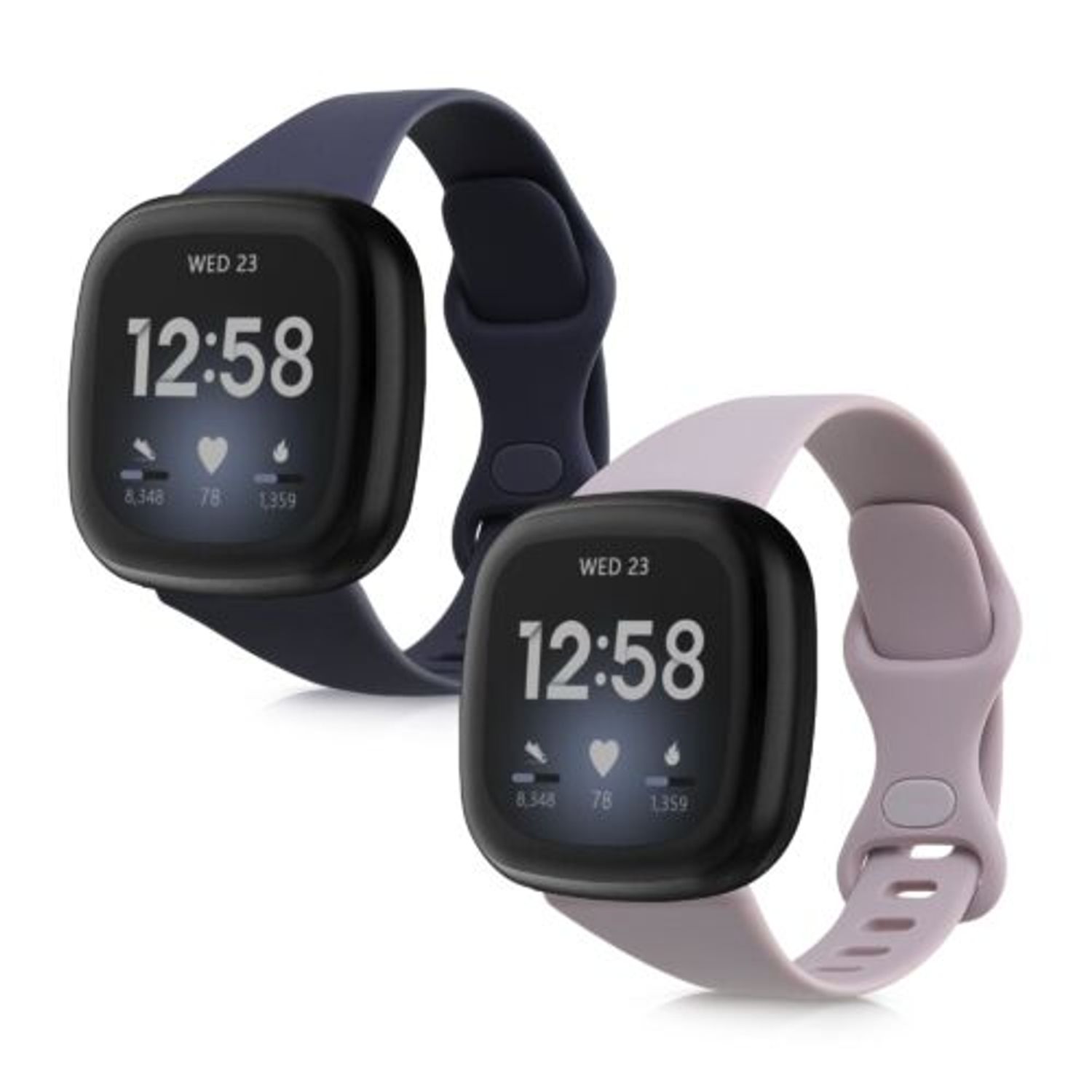 Set 2 curele pentru Fitbit Versa 4/Sense 2, Kwmobile, Albastru/Mov, Silicon, 58873.02 fotografia produsului View 2 L